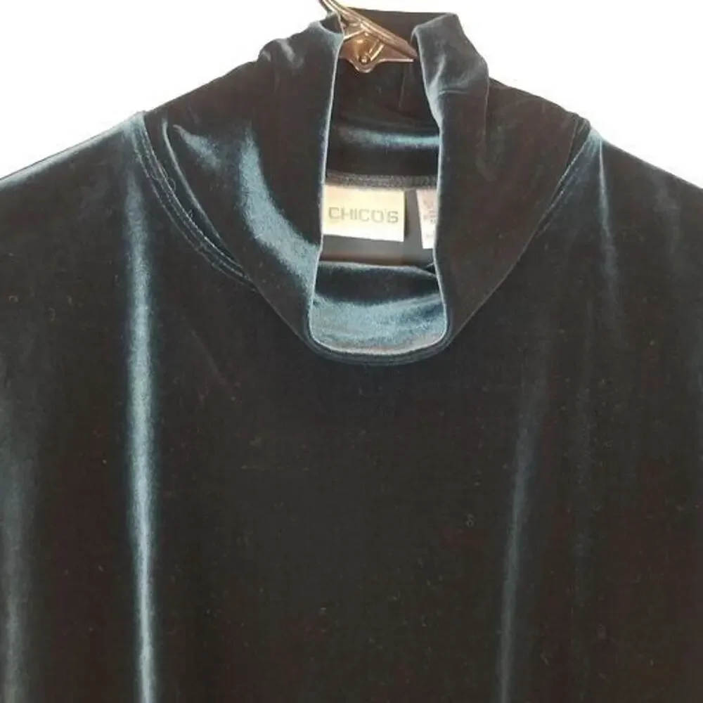 Chicos Velvet Top Mock Neck Size 2 (Large) Holiday Cocktail Party Evening Dressy